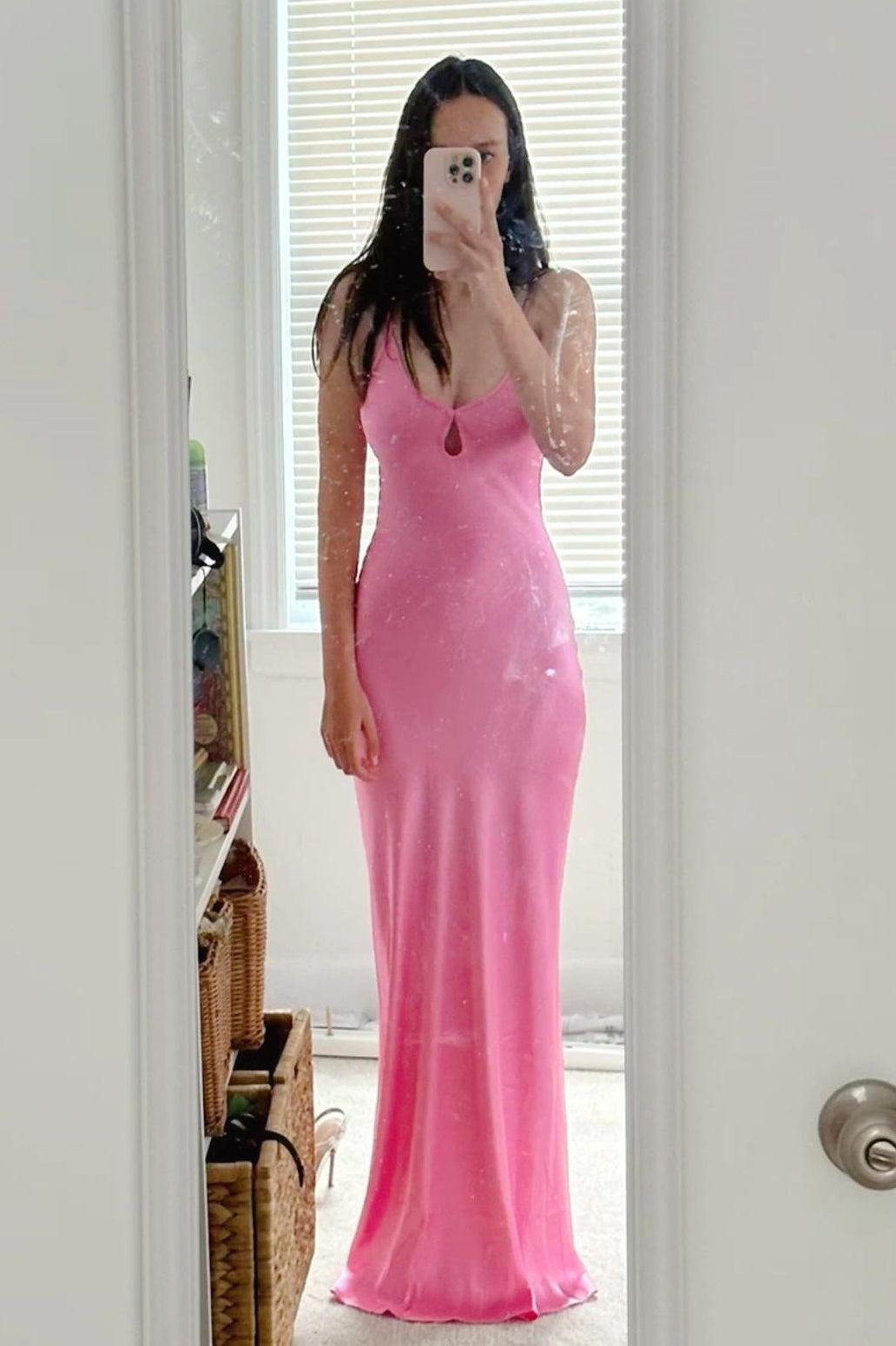 Pink Cut-out Mermaid Long Prom Dress