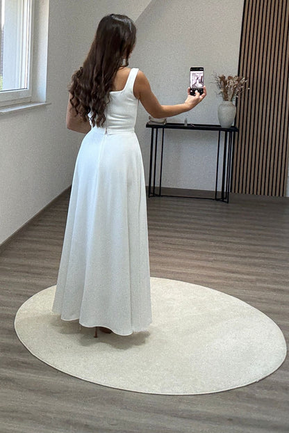 Scoop Prom Dress with Pearls Corset Evening Party Dress