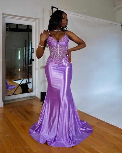 The Gia Glitter Lace Gown Prom Dress