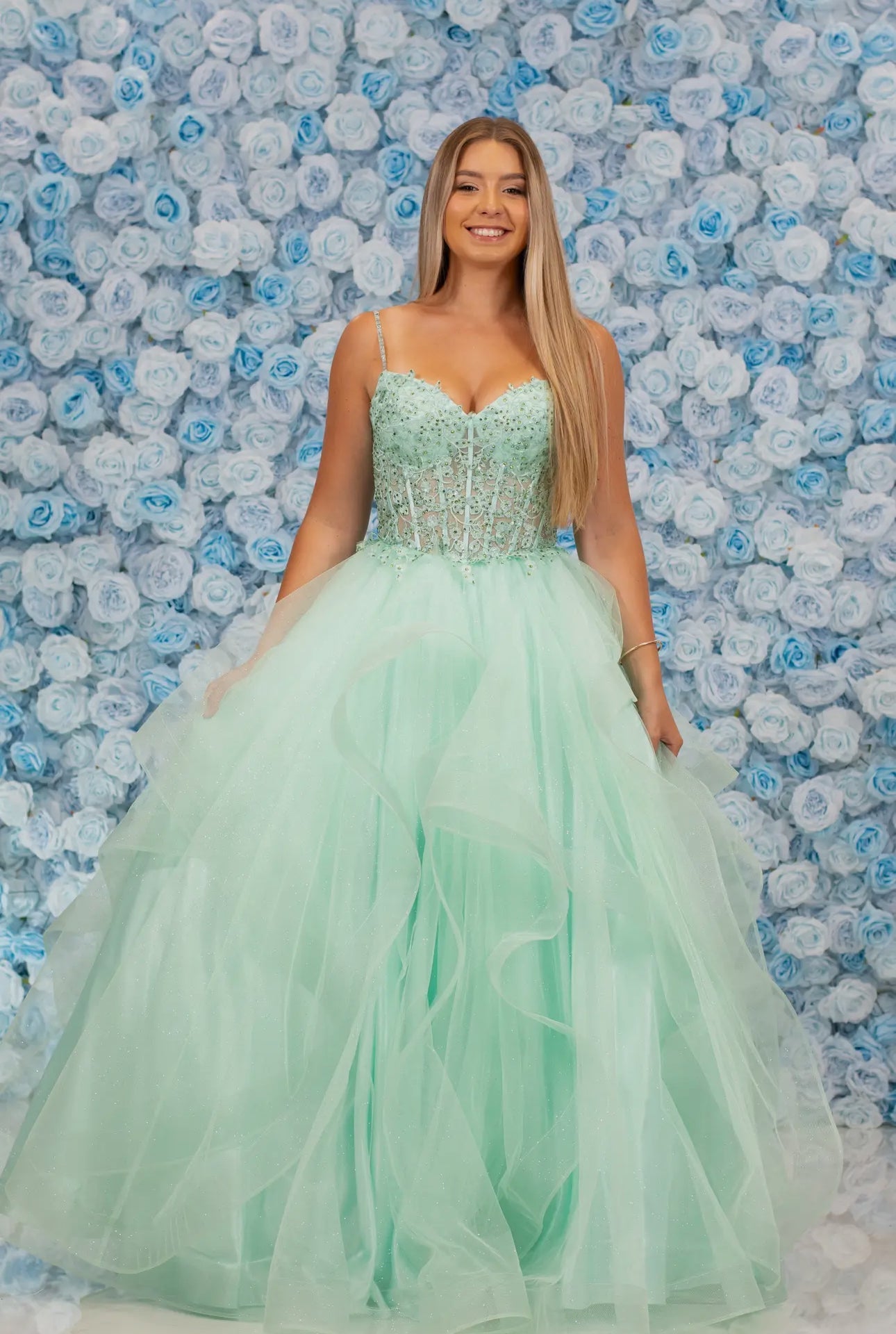 Gorgeous Glitter Tulle Ruffle Gown