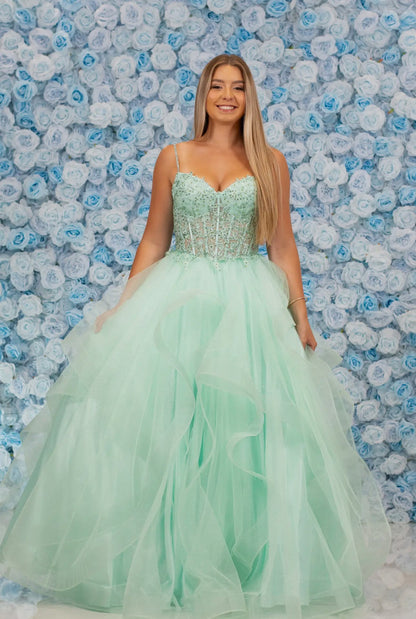 Gorgeous Glitter Tulle Ruffle Gown