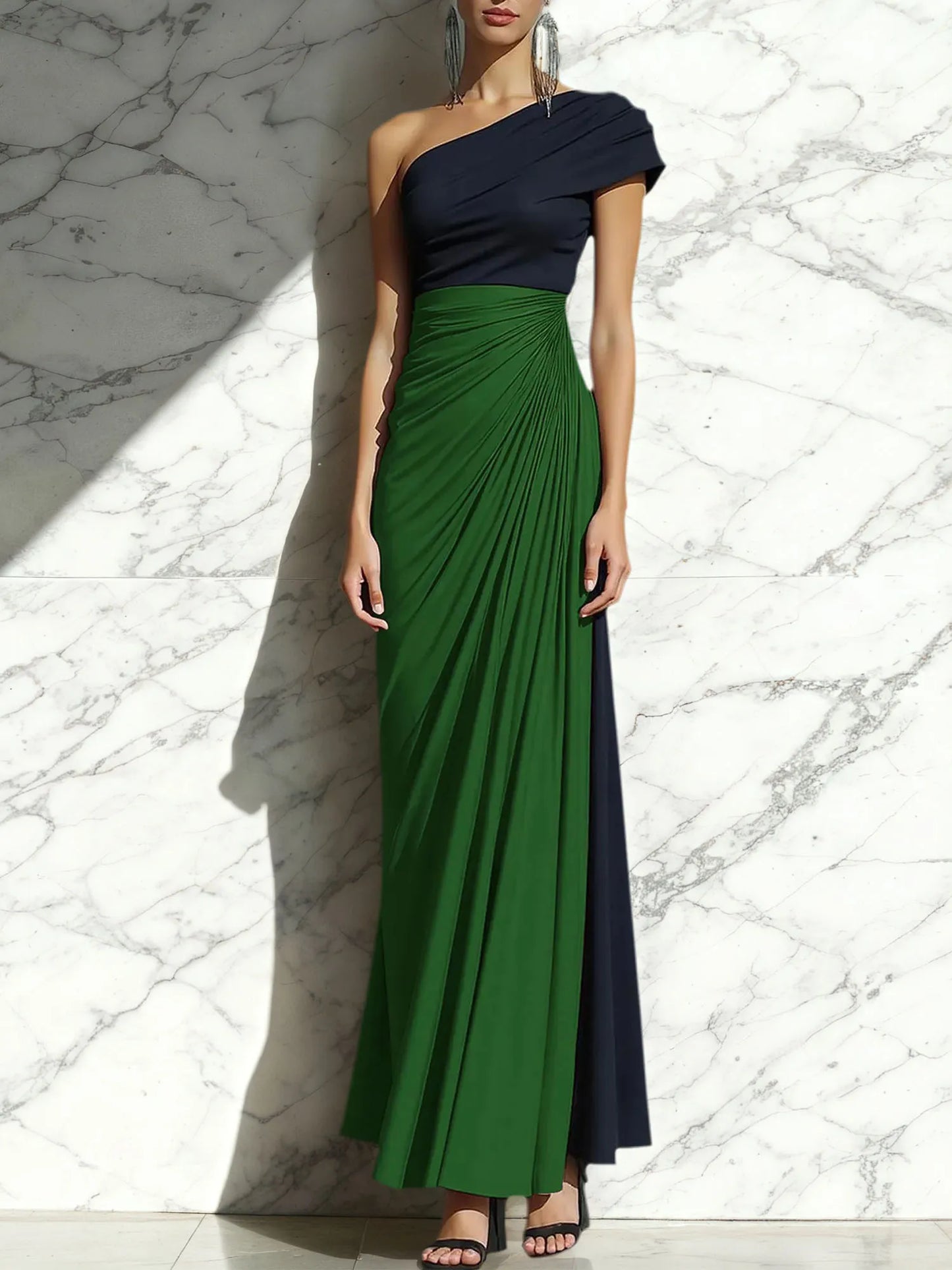 Sheath One Shoulder Ruched Maxi Formal Dress