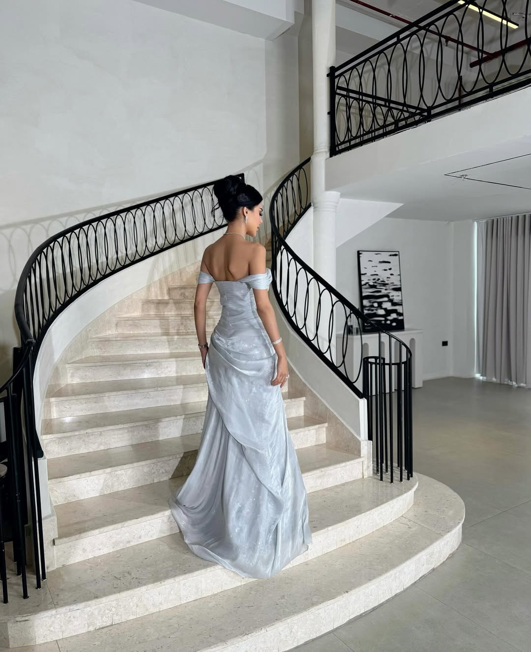 Appealing Blue Off-the-Shoulder Prom Dress Pleated with Applique