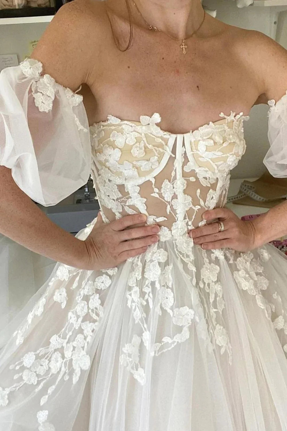 Princess A Line Off the Shoulder White Wedding Dress
