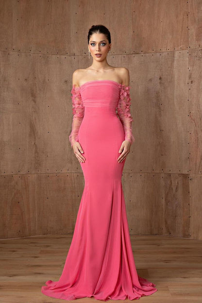 Long Sleeves Strapless Mermaid Long Prom Dress