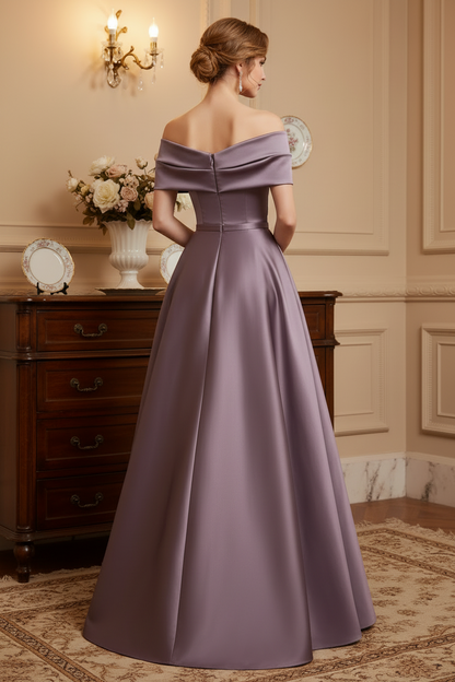 Elegant Off The Shoulder Bowknot Satin A-Line Evening Gown