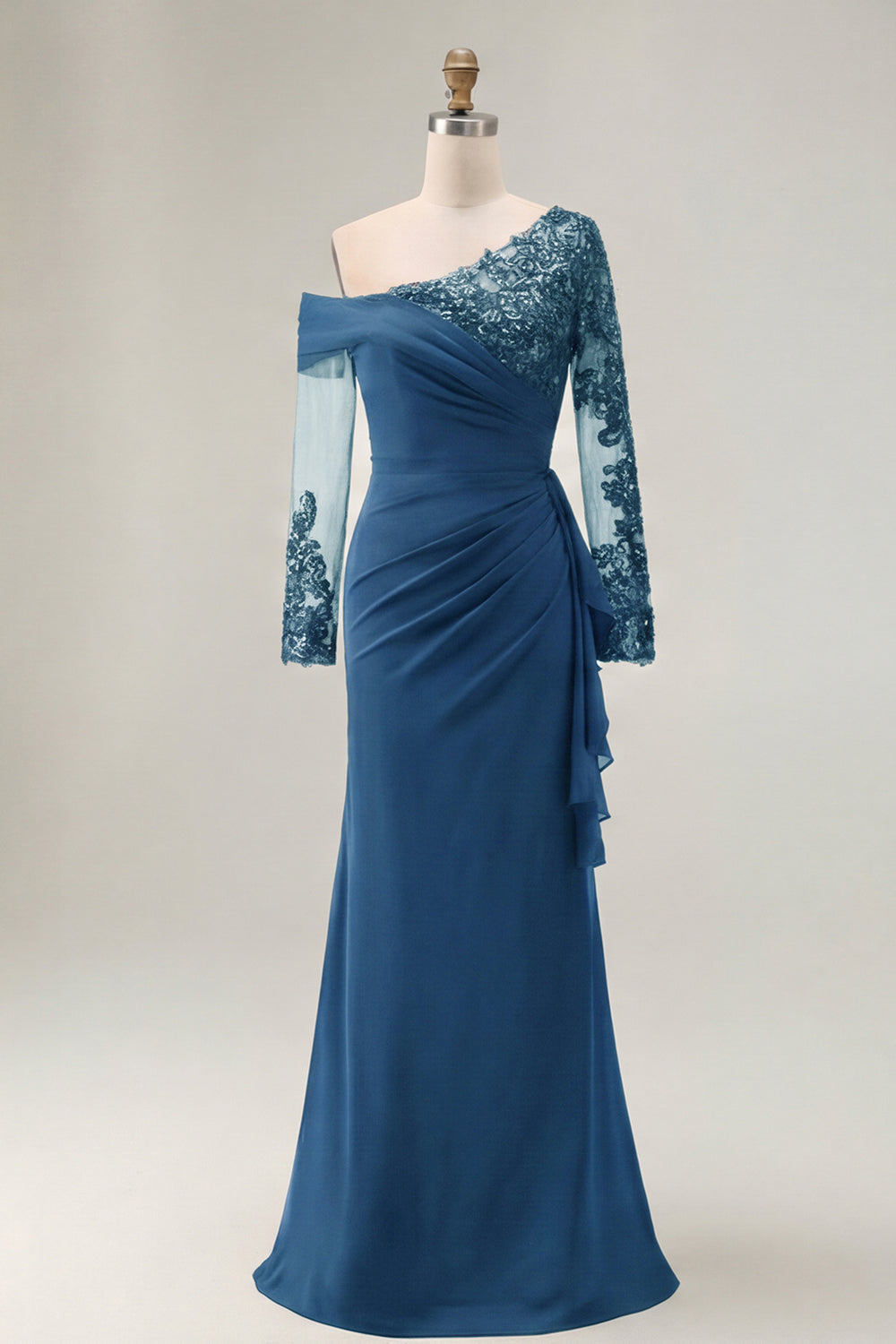 Sheath Asymmetrical Long Black Mother of the Bride Dress
