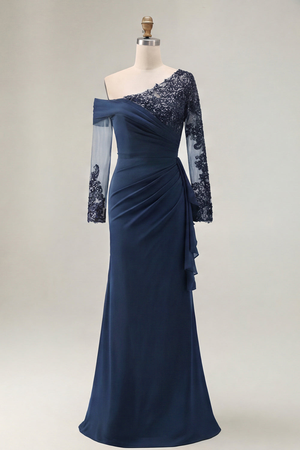 Sheath Asymmetrical Long Black Mother of the Bride Dress
