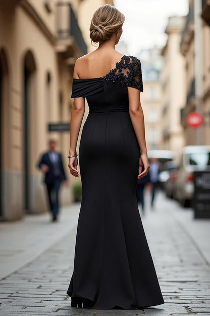 Mermaid Black Asymmetrical Mother of the Bride Dress