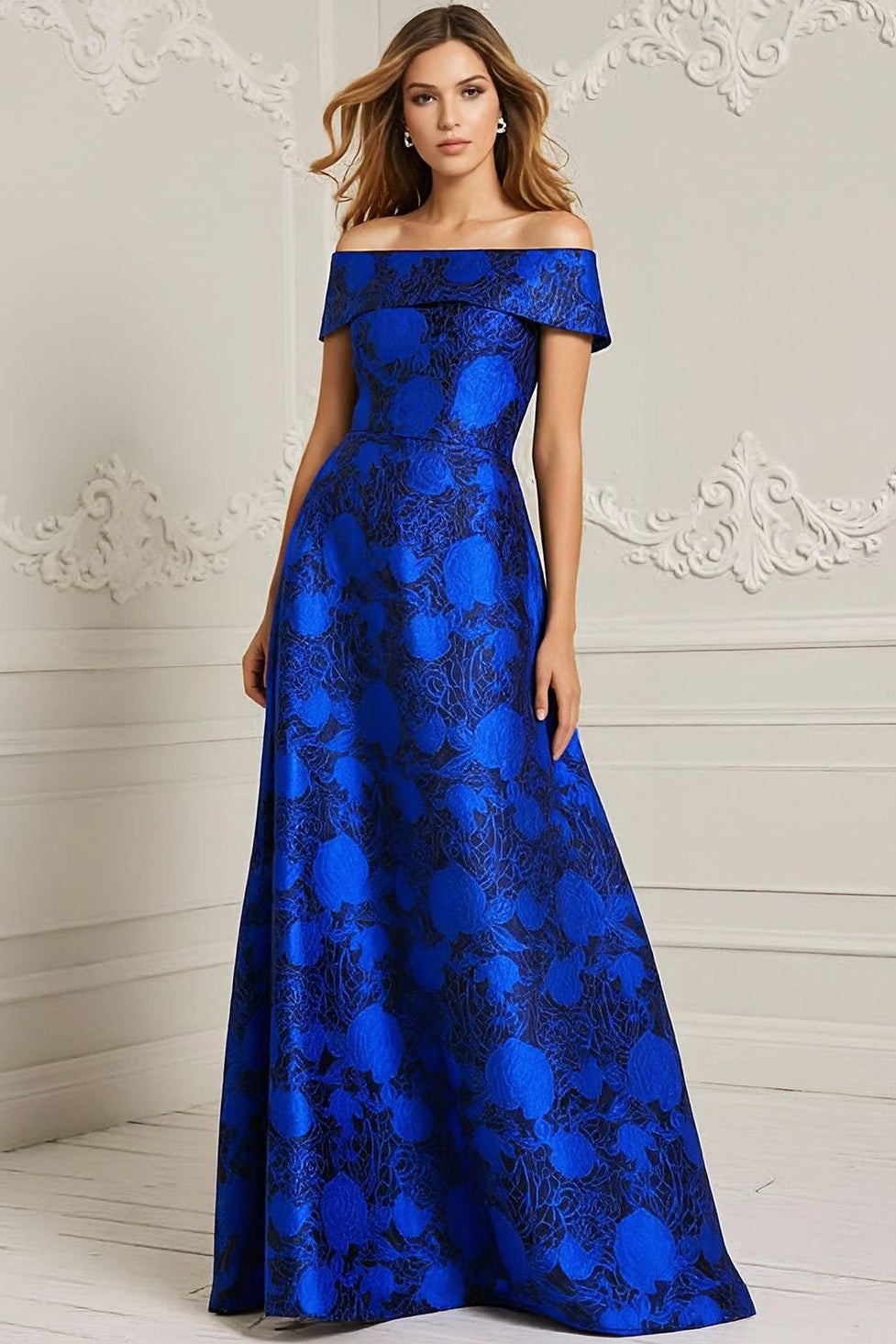 Off-Shoulder Sleeveless Satin A-Line Mother of the Bride Dress