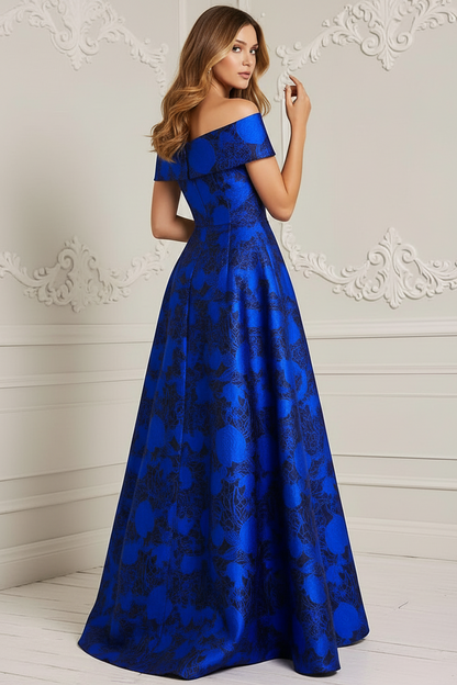 Off-Shoulder Sleeveless Satin A-Line Mother of the Bride Dress