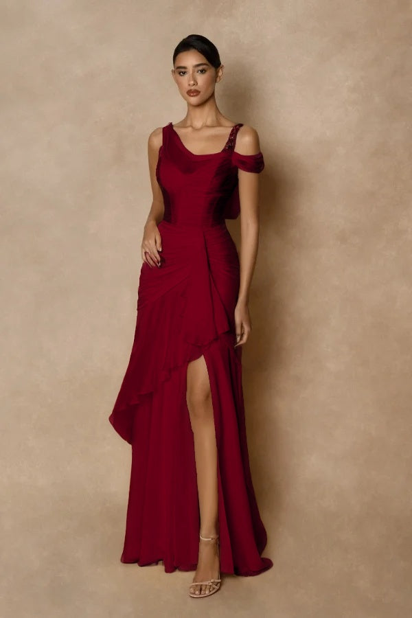 Wide shoulder straps Sleeveless Long Prom Dress