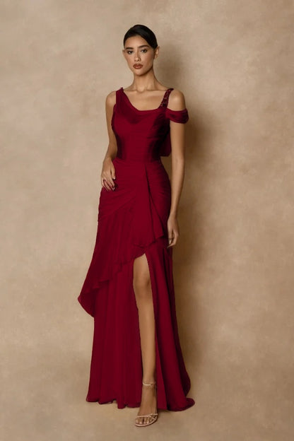 Wide shoulder straps Sleeveless Long Prom Dress