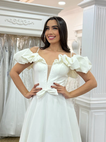 A Line Wedding Dresses Elegant Off Shoulder Wedding Gown