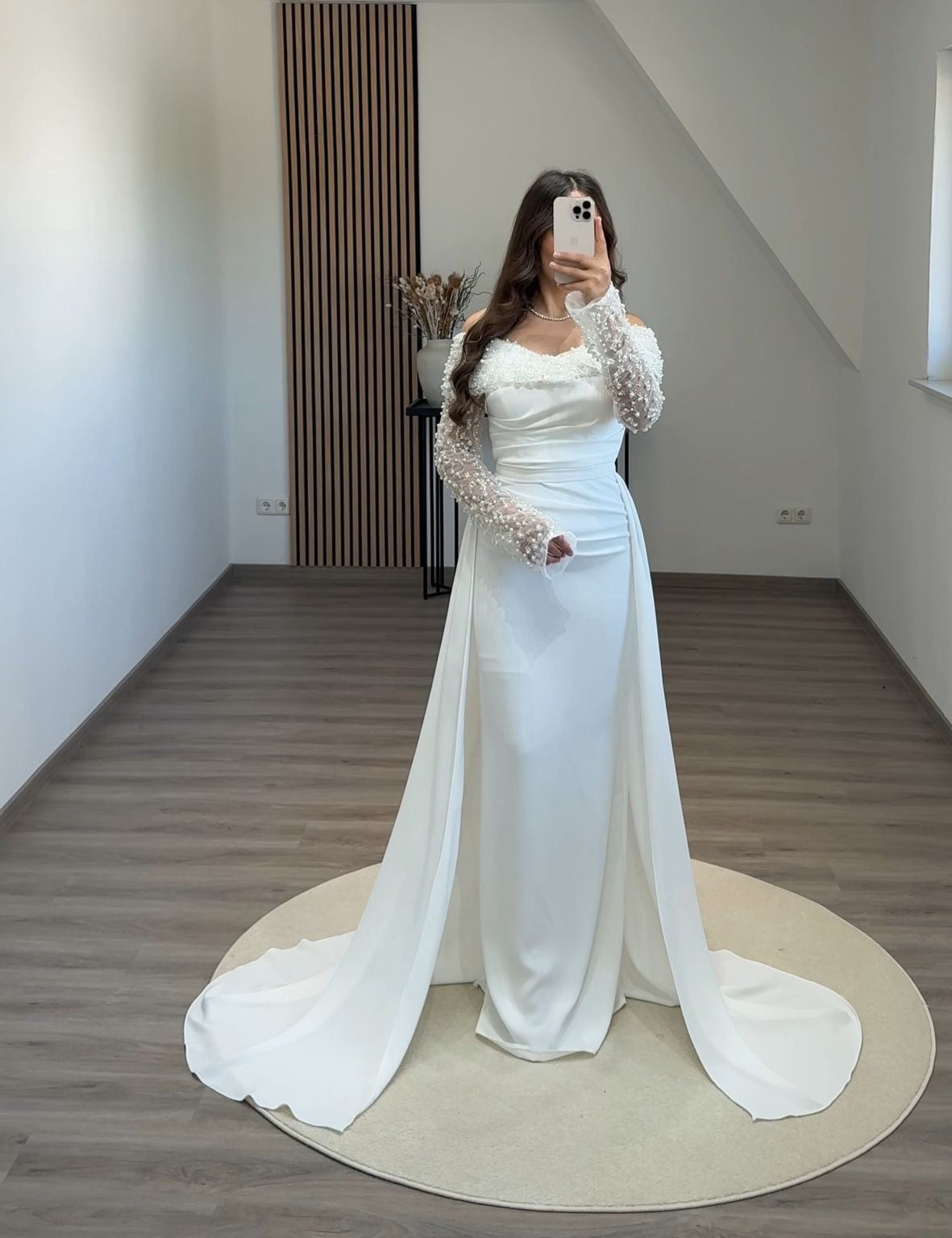 Black Long Sleeves Sweetheart Slit A-Line Prom Dress