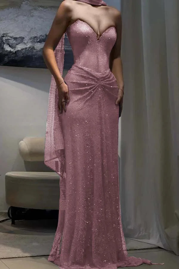 Dark Blue Sweetheart Sheath Strapless Prom Dress ZT0704