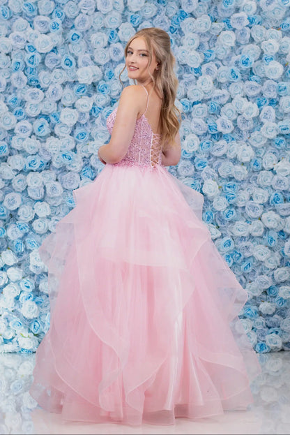 Gorgeous Glitter Tulle Ruffle Gown