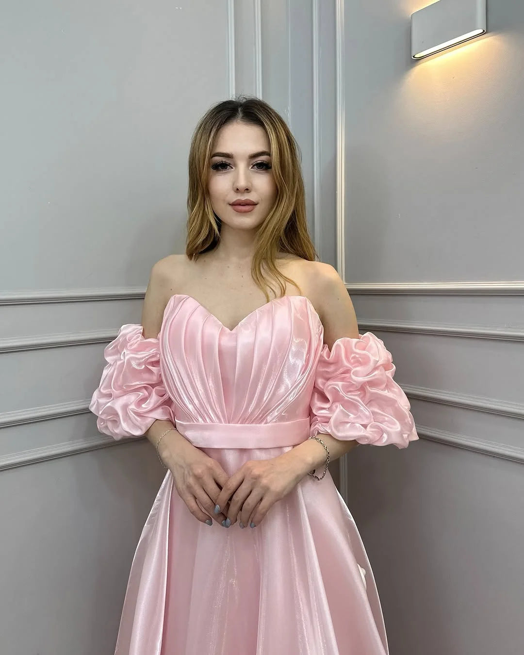 Blue Off-The-Shoulder Bright Tulle Long Prom Dress