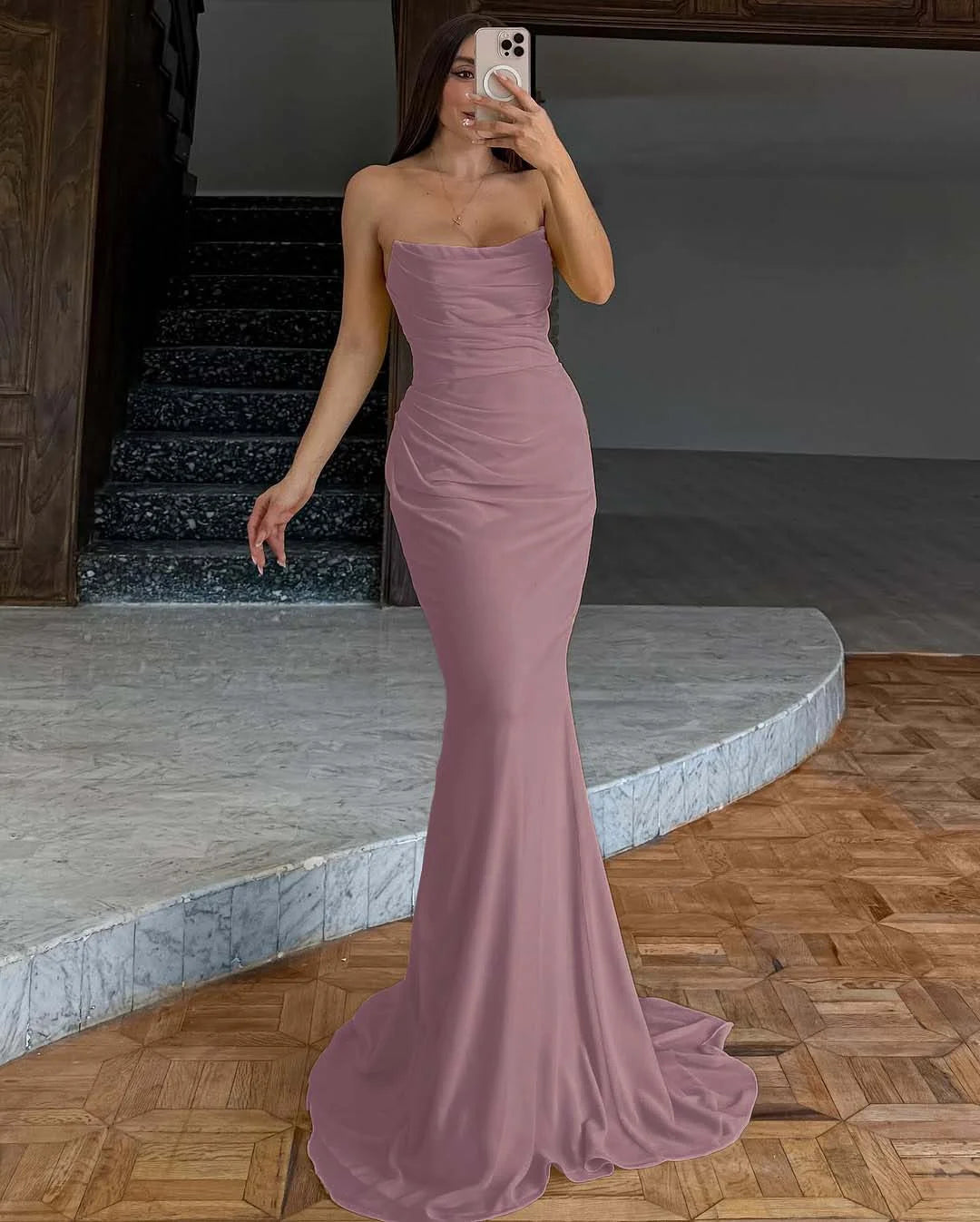 Elegant Yellow Chiffon Mermaid Long Prom Dress