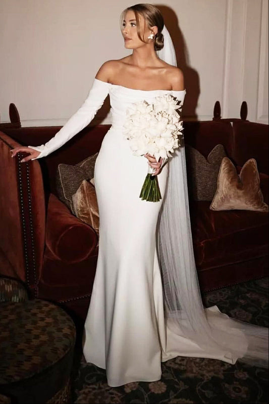 Charming Elegant Mermaid Strapless Elastic Satin Wedding Dress