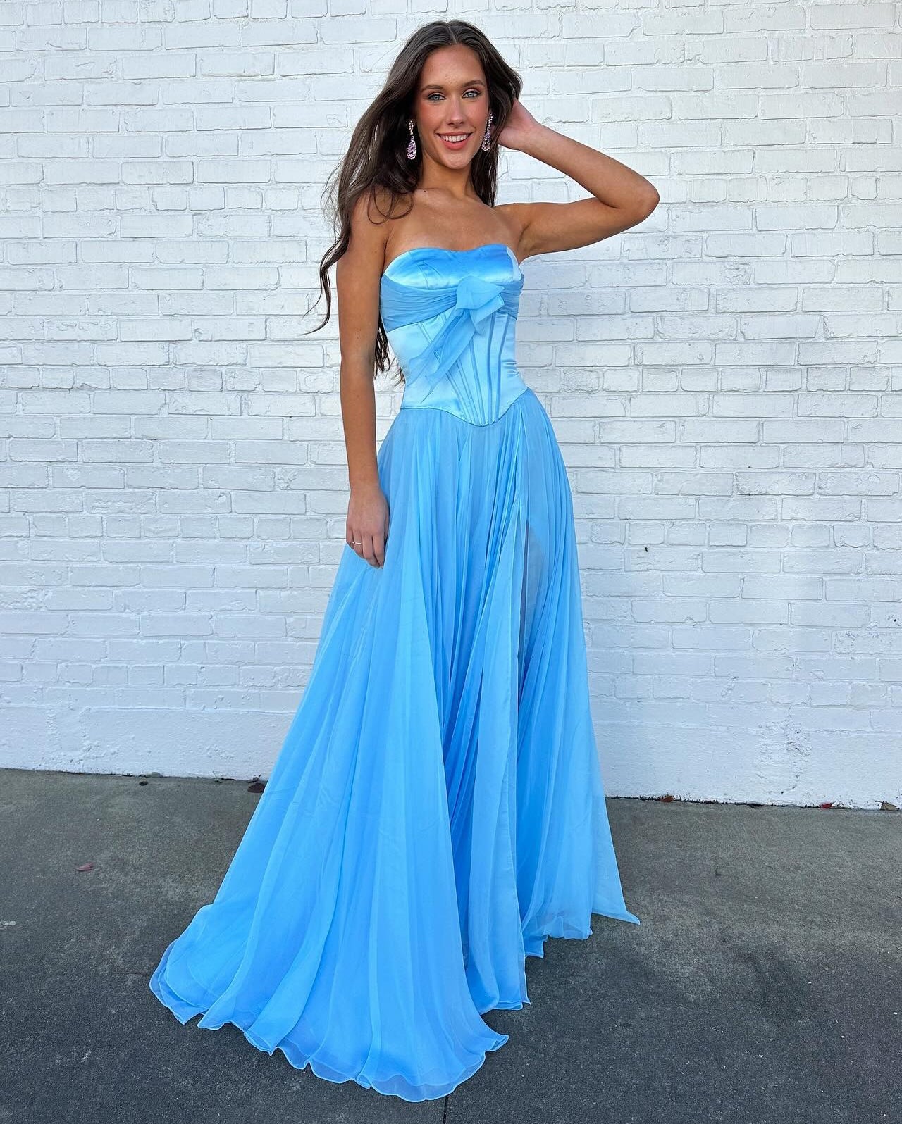 Chiffon Corset Prom Dresses Sweetheart Pleated Evening Party Gowns