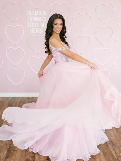 A Line Chiffon Sweetheart Crystal Beaded Long Prom Dresses