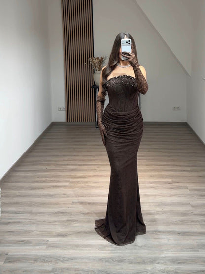 Cap Sleeves Sweetheart Beads Evening Dress