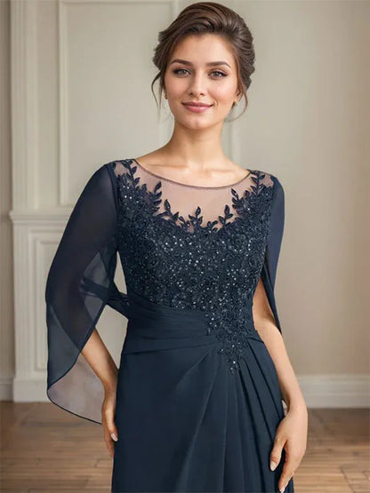 A-Line Scoop Floor-Length Mother of the Bride Dress