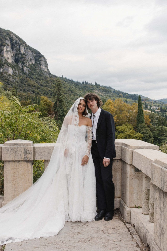Charming Long White A-line Lace Corset Wedding Dress