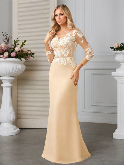 Sheath/Column Scoop Illusion Sweep Train Chiffon Evening Dress With Sequins