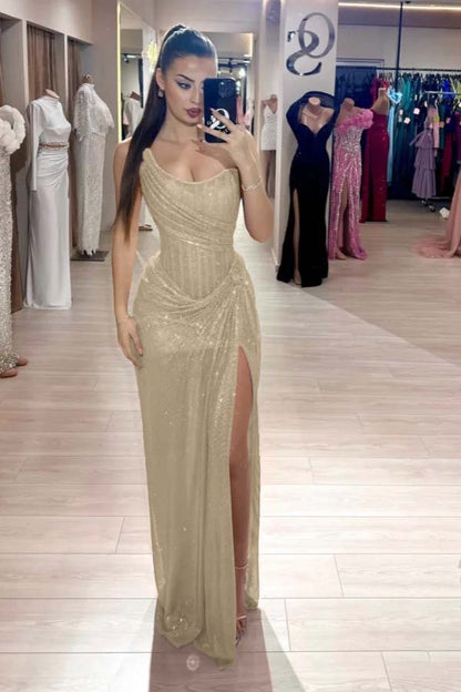 Strapless Sleeveless Mermaid Long Evening Formal Dress With High Split
