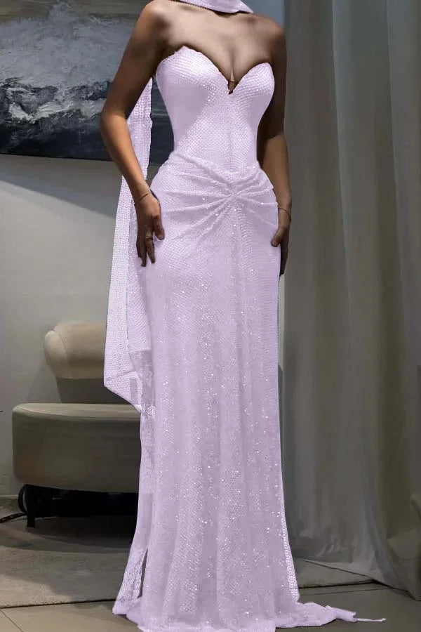 Dark Blue Sweetheart Sheath Strapless Prom Dress