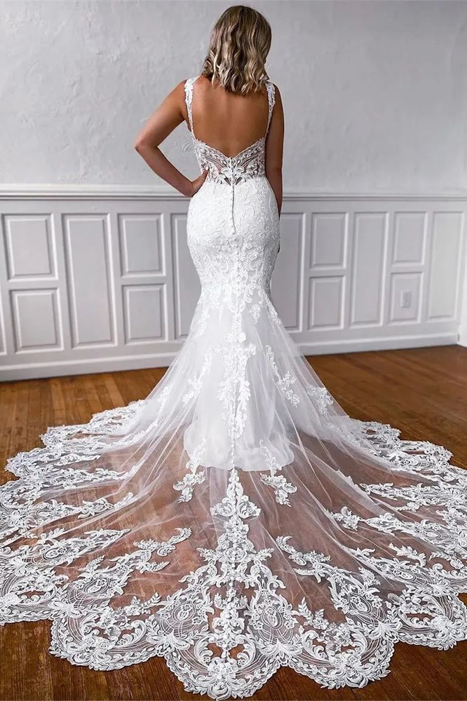 Sweetheart Starps Mermaid Lace Wedding Gown