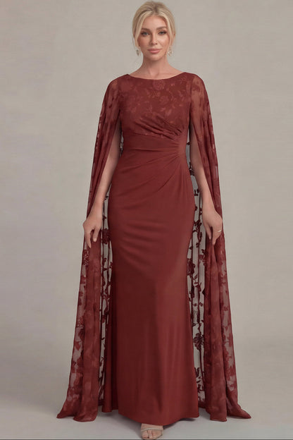 Scoop-Neck Floor-Length Applique Chiffon Mermaid Mother of the Bride Dress
