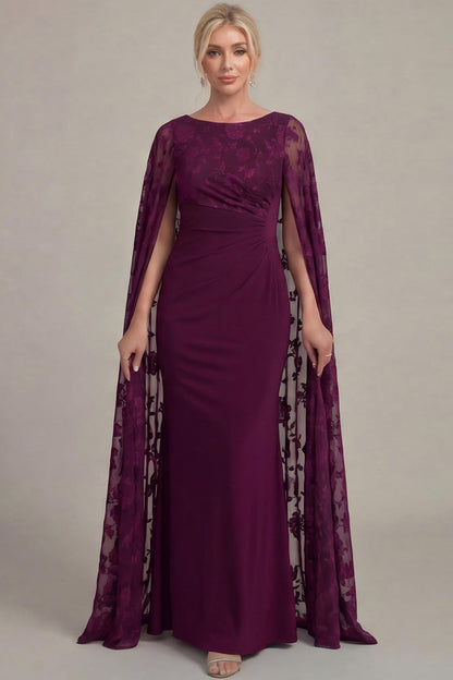 Scoop-Neck Floor-Length Applique Chiffon Mermaid Mother of the Bride Dress
