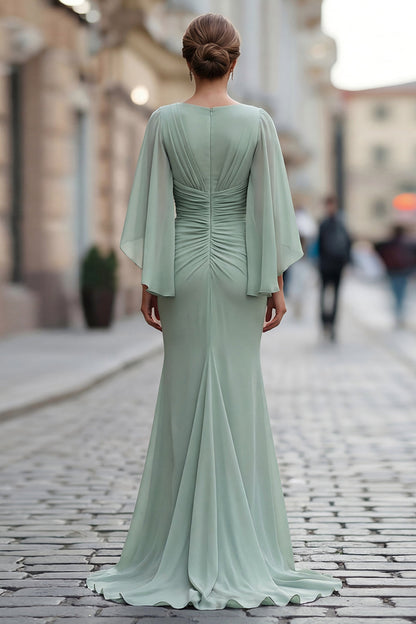 Chiffon Verde Salvia con Frusci della Madre della Sposa