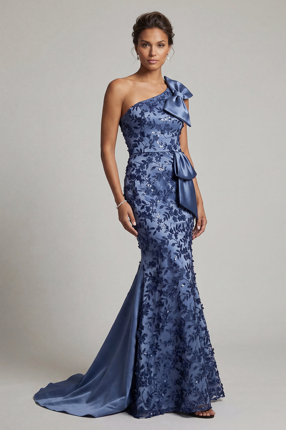 One Shoulder Mermaid Sequin Long Mother of the Bride Dress