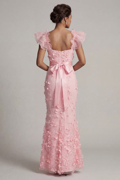 Mermaid Ruffle Sleeves Long Evening Dress