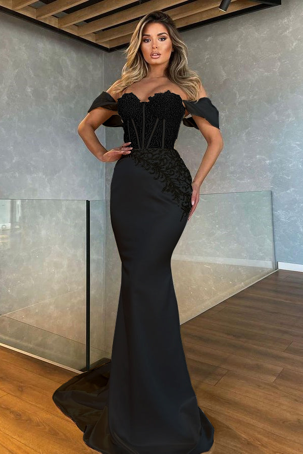 White Sweetheart Off the Shoulder Mermaid Evening Dress