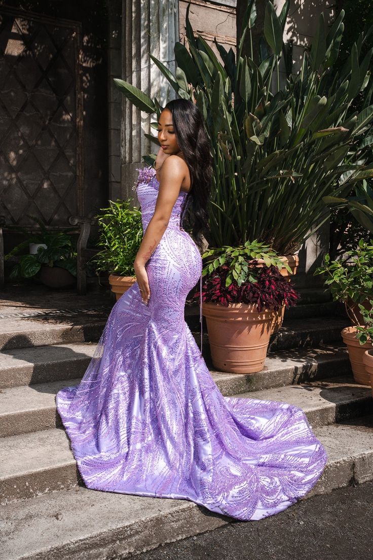Lilac Long Prom Dresses Inspiration Evening Gowns