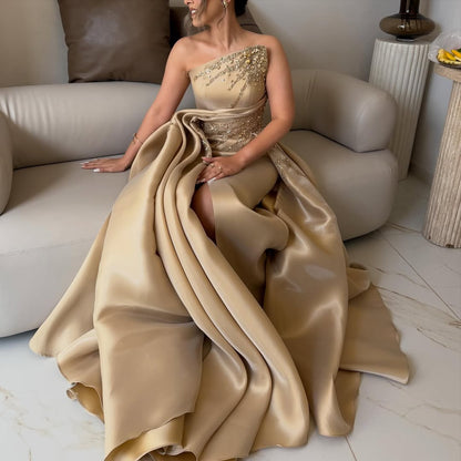 A-Line Rhinestone Sleeveless Evening Dress