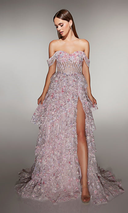 Off-the-Shoulder Appliques Long Prom Dress