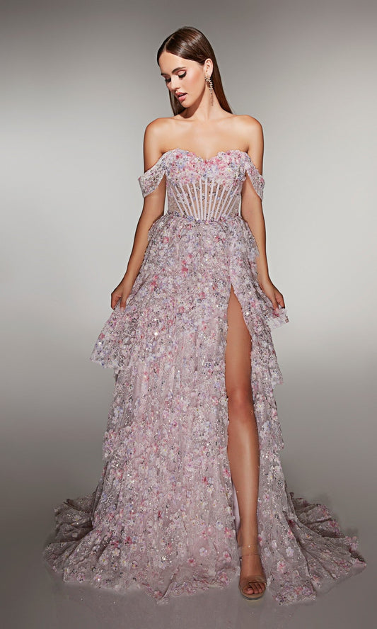Off-the-Shoulder Appliques Long Prom Dress