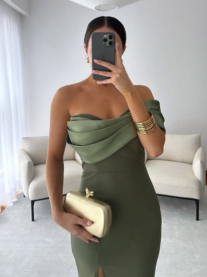 Sleeveless Prom Dress Mermaid Slimming Pleated with Split