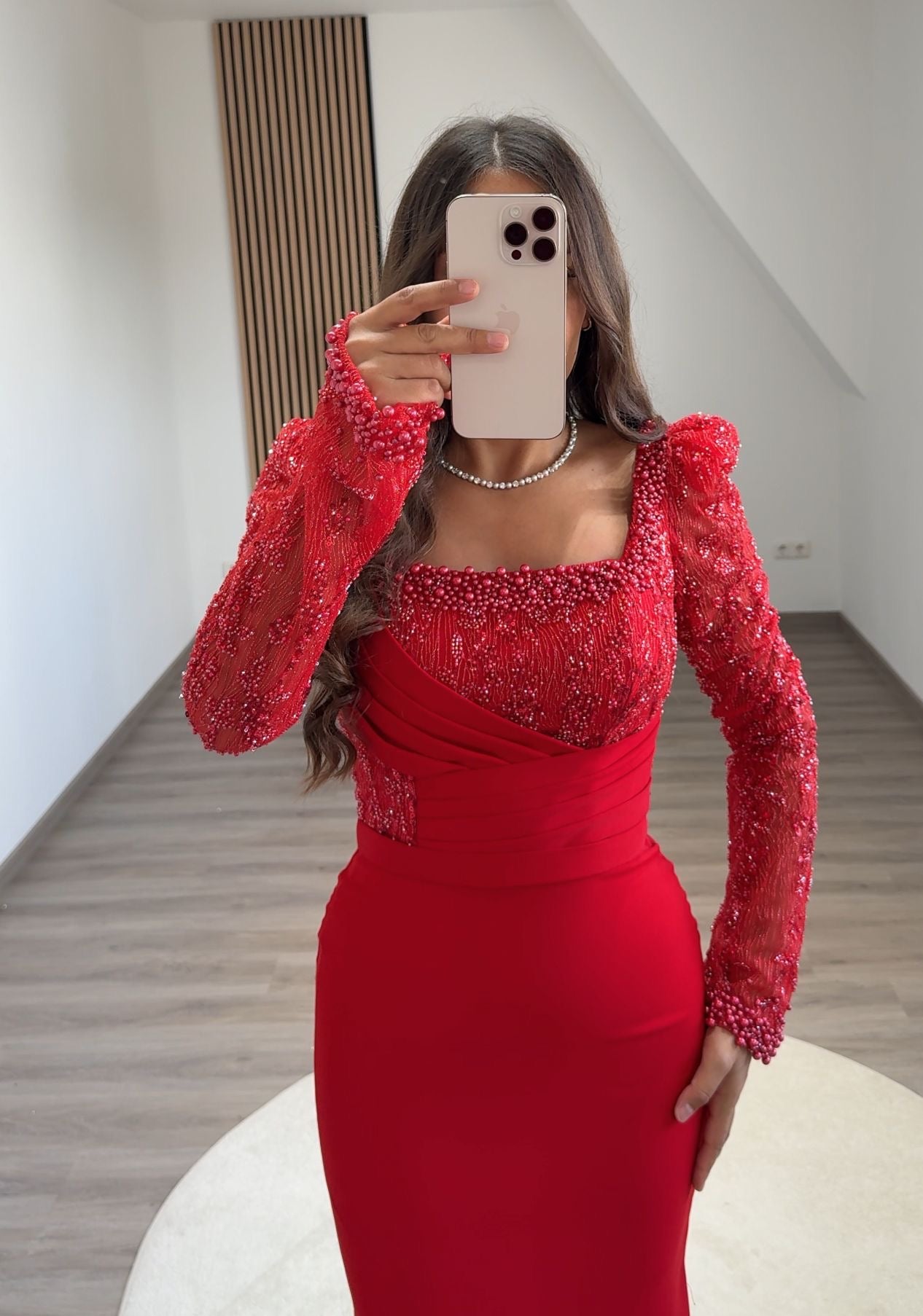 Sheath Long Sleeves V-Neck Corset Sequins Evening Dress