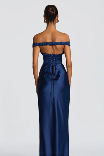 V-Neck Off-The-Shoulder Sleeveless Long Mermaid Prom Dress With Pleated