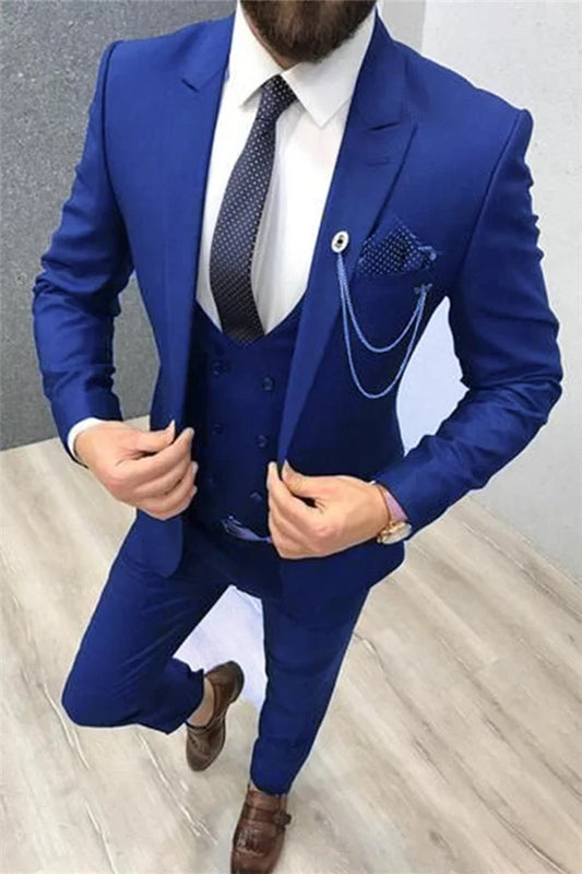 Fashion Royal Blue Tuxedo Suit Three Pieces For Groom