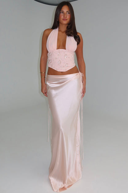 Sleeveless Sequined Chiffon Pleated Floor-Length Mermaid Prom Dress