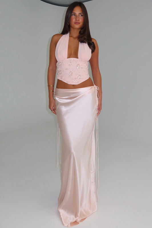 Sleeveless Sequined Chiffon Pleated Floor-Length Mermaid Prom Dress