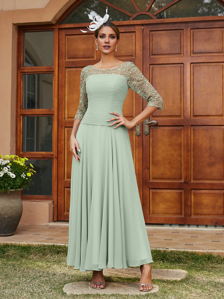 Transparent Collar Half Sleeve Length Mother of the bride dress